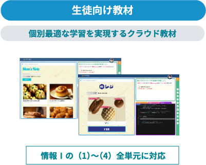 生徒向け教材 個別適切な学習を実現するクラウド教材 情報Ⅰの（1）〜（4）全単元に対応