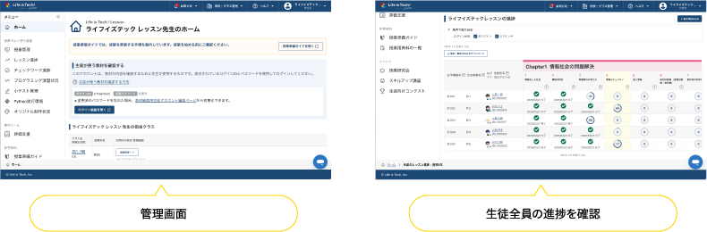 管理画面 生徒全員の進捗を確認